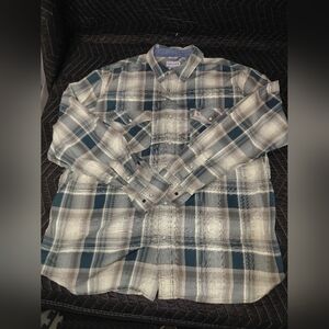 Carhart Men's Blue and White Plaid Shirt